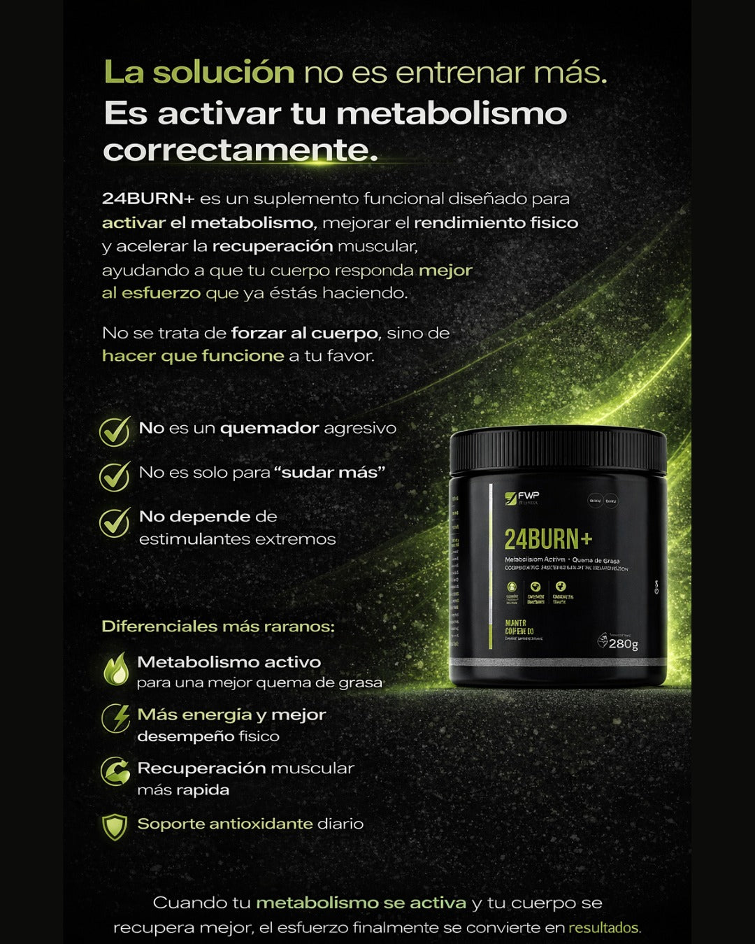 24BURN+ FWP – Quemador de Grasa Natural + Energía y Metabolismo Activo (Sabor Té Limón)
