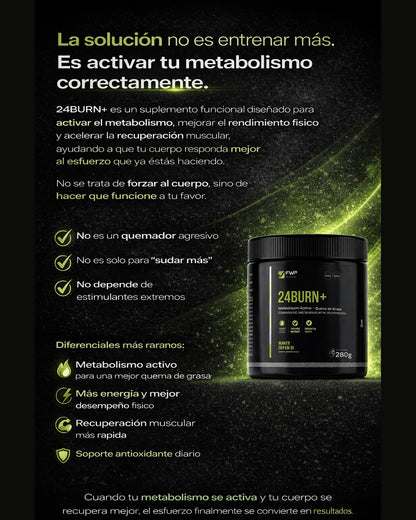 24BURN+ FWP – Quemador de Grasa Natural + Energía y Metabolismo Activo (Sabor Té Limón)
